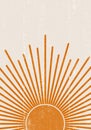 Orange Sun print boho minimalist printable wall art Royalty Free Stock Photo