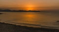 A orange sundowner at Aspra Sicily in the Gulf of Palermo Royalty Free Stock Photo