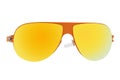 Orange sunglasses with yellow lens isolated on white background Royalty Free Stock Photo