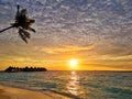 Water resort at sunset on Maldives Royalty Free Stock Photo