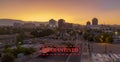 Orange Sunrise Aerial Perspective Downtown City Skyline Albuquerque New Mexico Royalty Free Stock Photo