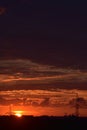 Orange sunrise cloudy sky over the park Royalty Free Stock Photo