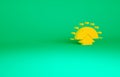 Orange Sunrise icon isolated on green background. Minimalism concept. 3d illustration 3D render