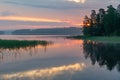 Sunrise over a calm lake in Filipstad Sweden Royalty Free Stock Photo