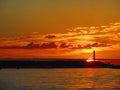 Orange Sunrise over Muskegon Harbor Royalty Free Stock Photo