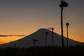 sunset above Agung volcano, Bali island. silhouette of Volcano Royalty Free Stock Photo