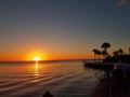 Orange sunset beautiful view panorama blue sea with blue cloud sky of tropical beach Royalty Free Stock Photo