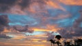 Orange sunset beautiful view panorama blue sea with gray cloud sky of tropical beach Royalty Free Stock Photo