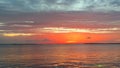 orange sunset beautiful view panorama orange sea with orange cloud sky of tropical beach Royalty Free Stock Photo