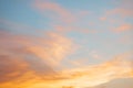 Orange sunset ,blue sky. Beautiful natural of blue sky with cloud abstract or background. Soft image Royalty Free Stock Photo