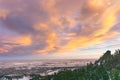 Orange sunset Boulder, Colorado flatirons hike Royalty Free Stock Photo