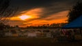 Cemetary at Sunset with wreath