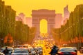 Orange Sunset on the Champs Elysees