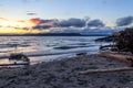 Orange sunset and clouds over beach Royalty Free Stock Photo