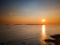 Silhouette of Ons Island in Galicia, Spain Royalty Free Stock Photo