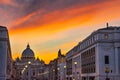 Orange Sunset Street Lights Saint Peter& x27;s Basilica Vatican Rome Italy Royalty Free Stock Photo