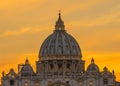 Orange Sunset Street Lights Saint Peter& x27;s Basilica Vatican Rome Italy Royalty Free Stock Photo