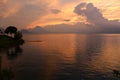 Orange Sunset at Lake Atitilan in Guatemala