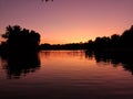 Orange sunset on the lake