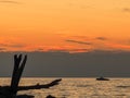 Orange sunset on Lake Michigan, Holland State Park beach Royalty Free Stock Photo