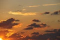 Orange sunset, lower left hand corner with clouds