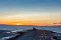 The Stone Jetty and Lighthouse in Morecambe at dawn. Royalty Free Stock Photo