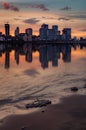 Orange sunset over Canary Wharf Royalty Free Stock Photo