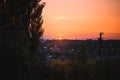 Orange Sunset Over a Countryside Royalty Free Stock Photo