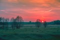 Orange sunset over the countryside Royalty Free Stock Photo