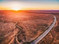 Orange sunset over dry land. Royalty Free Stock Photo