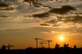 Orange sunset over Madrid's skyline Royalty Free Stock Photo