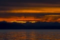 Orange sunset over mountains, Alaska Royalty Free Stock Photo