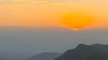 orange sunset over the mountains Royalty Free Stock Photo