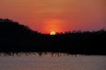 Orange Sunset Over A Ridge And Lake Royalty Free Stock Photo