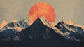 Orange Sunset Over Snowy Mountain Peaks Royalty Free Stock Photo