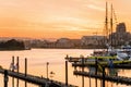 Orange Sunset over Victoria Harbour Royalty Free Stock Photo