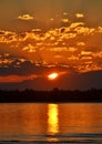 Orange sunset over water Royalty Free Stock Photo