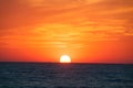 Orange Sunset on the sea horizon.