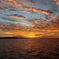 Orange Sunset Seascape, Lake Macquarie. Royalty Free Stock Photo