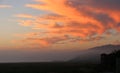 Orange sunset sky over the California coast. Royalty Free Stock Photo