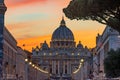 Orange Sunset Street Lights Saint Peter& x27;s Basilica Vatican Rome Italy Royalty Free Stock Photo