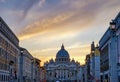 Orange Sunset Street Lights Saint Peter& x27;s Basilica Vatican Rome Italy Royalty Free Stock Photo