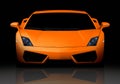 Orange supercar. Front view.