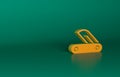 Orange Swiss army knife icon isolated on green background. Multi-tool, multipurpose penknife. Multifunctional tool