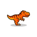 Orange t-rex mascot logo, smile tyrannosaurus or raptor,