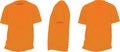 Orange t shirt, feont, back and side view Royalty Free Stock Photo