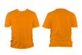 Orange t-shirt with round neck, collarless and sleeves