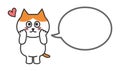 Orange tabby cartoon cat confessing his feelings with a speech bubble.