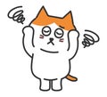 Orange tabby cartoon cat feeling dizzy, vector illustration.