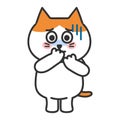Orange tabby cartoon cat feeling nauseated, vector illustration.